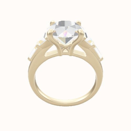 Cathedral Band with Trapezoid & Tapered Baguette Sidestones Engagement Ring With X Gallery Head