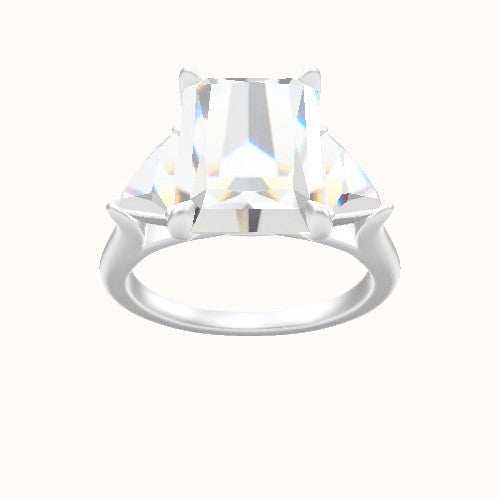 Cathedral Band with Trillion Sidestones Engagement Ring With Accent Diamond Head