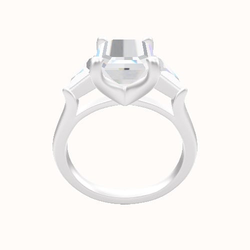 Cathedral Band with Trillion Sidestones Engagement Ring With Four Prong Head