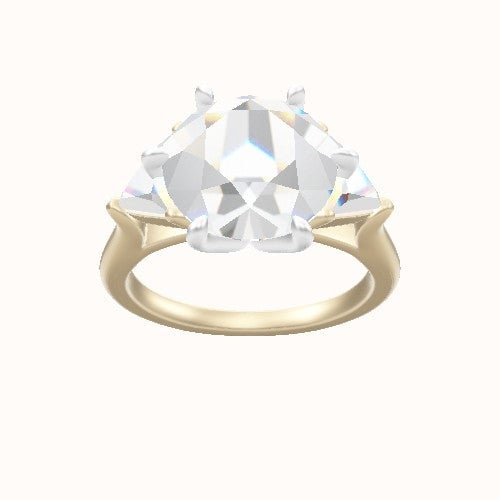 Cathedral Band with Trillion Sidestones Engagement Ring With Petal Six Prong Head
