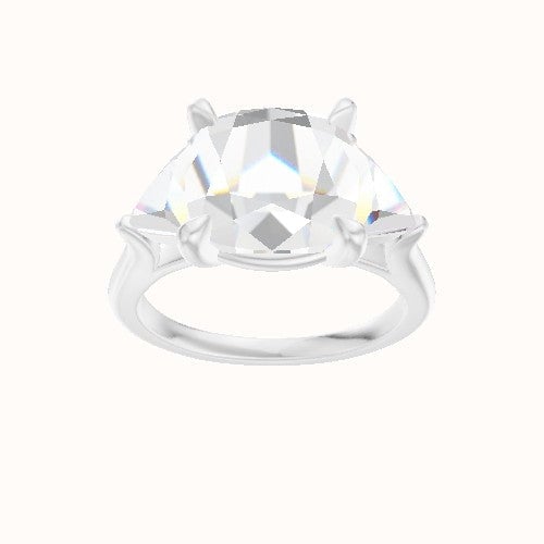 Cathedral Band with Trillion Sidestones Engagement Ring With Standard Four Prong Head