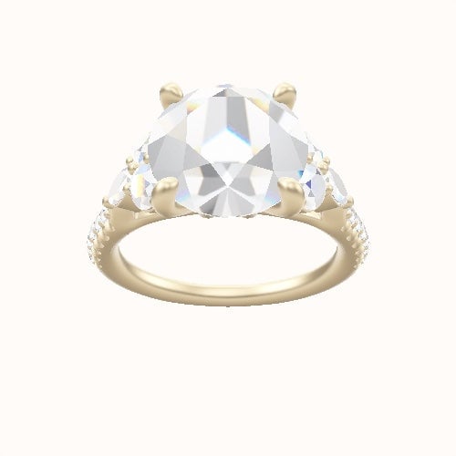 Cathedral Diamond Band with Marquise & Round Sidestone Trio Engagement Ring With X Gallery Head