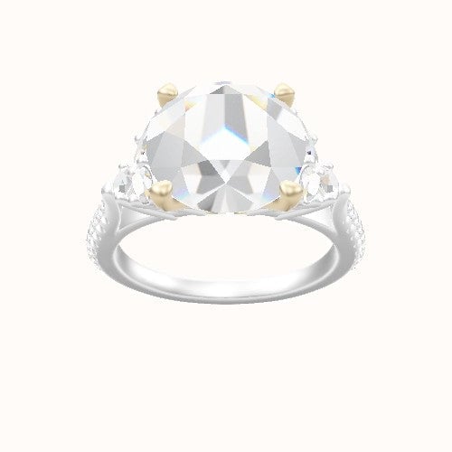 Cathedral Diamond Band with Marquise & Round Sidestones Engagement Ring With Accent Diamond Head