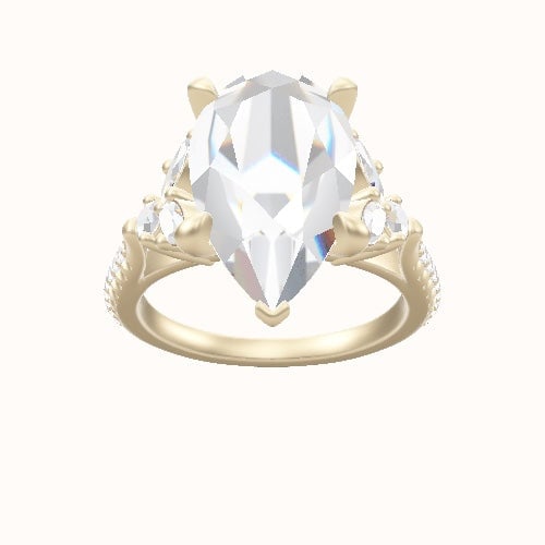 Cathedral Diamond Band with Marquise & Round Sidestones Engagement Ring With Accent Diamond Head