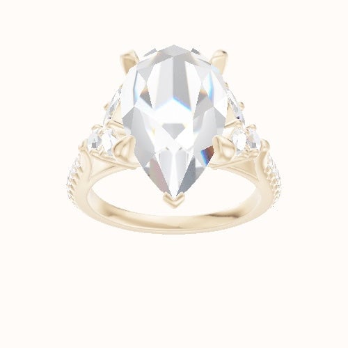 Cathedral Diamond Band with Marquise & Round Sidestones Engagement Ring With Accent Diamond Head