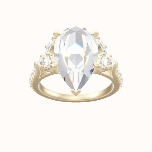 Cathedral Diamond Band with Marquise & Round Sidestones Engagement Ring With Front set gallery Head