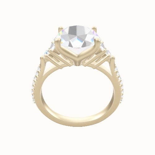 Cathedral Diamond Band with Marquise & Round Sidestones Engagement Ring With Petal Four Prong Head