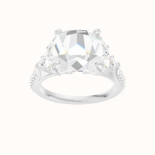 Cathedral Diamond Band with Marquise & Round Sidestones Engagement Ring With X Gallery Head