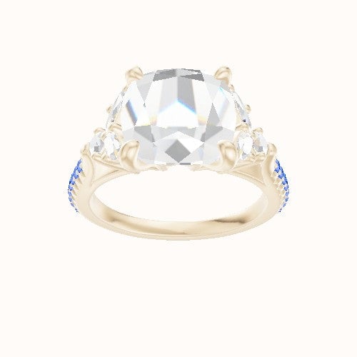 Cathedral Diamond Band with Marquise & Round Sidestones Engagement Ring With X Gallery Head