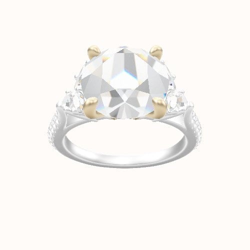 Cathedral Diamond Band with Marquise & Round Sidestones Engagement Ring With X Gallery Head