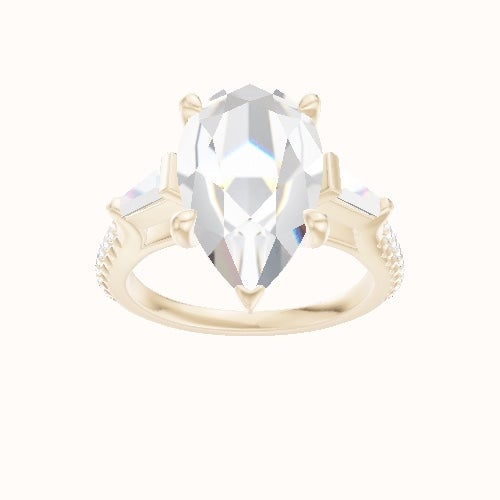 Cathedral Diamond Band with Tapered Baguette Sidestones Engagement Ring With Four Prong Head