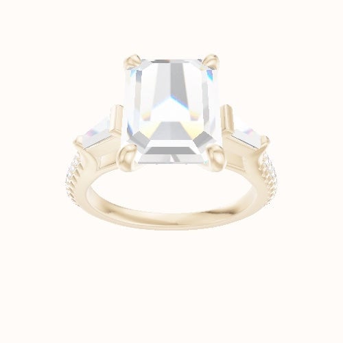 Cathedral Diamond Band with Tapered Baguette Sidestones Engagement Ring With X Gallery Head