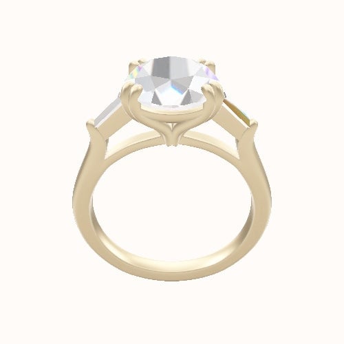 Cathedral Diamond Band with Trillion Sidestones Engagement Ring With Double Prongs Head