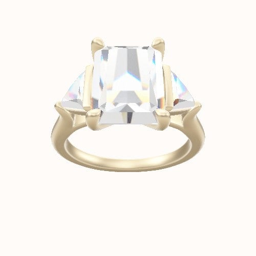 Cathedral Diamond Band with Trillion Sidestones Engagement Ring With Four Prong Head