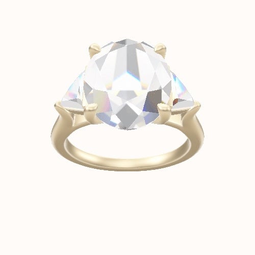 Cathedral Diamond Band with Trillion Sidestones Engagement Ring With Four Prong Head