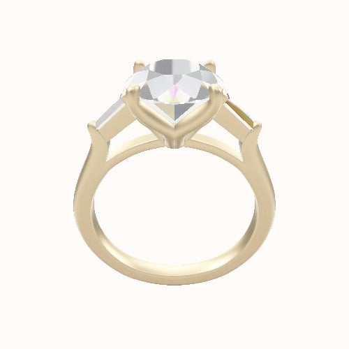 Cathedral Diamond Band with Trillion Sidestones Engagement Ring With Petal Four Prong Head