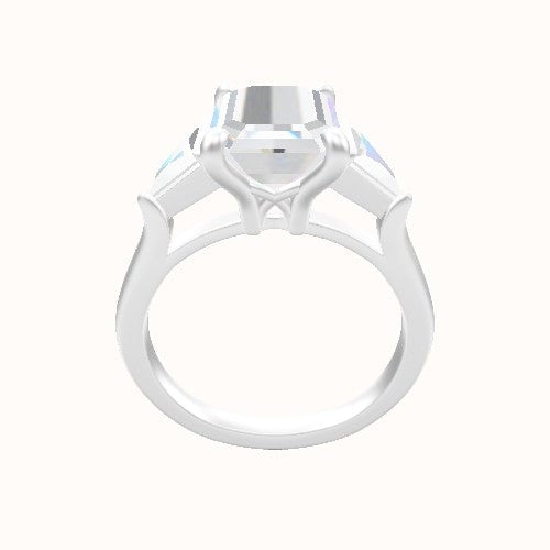Cathedral Diamond Band with Trillion Sidestones Engagement Ring With X Gallery Head