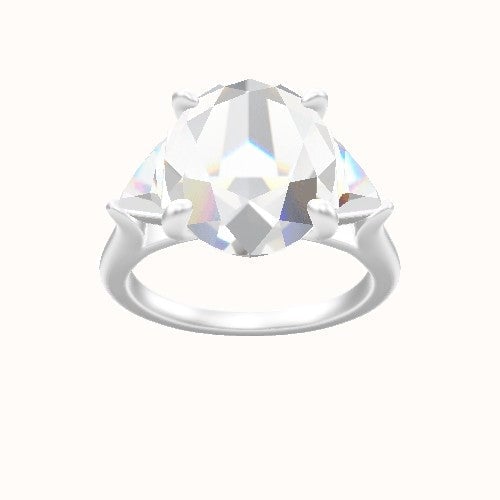 Cathedral Diamond Band with Trillion Sidestones Engagement Ring With X Gallery Head
