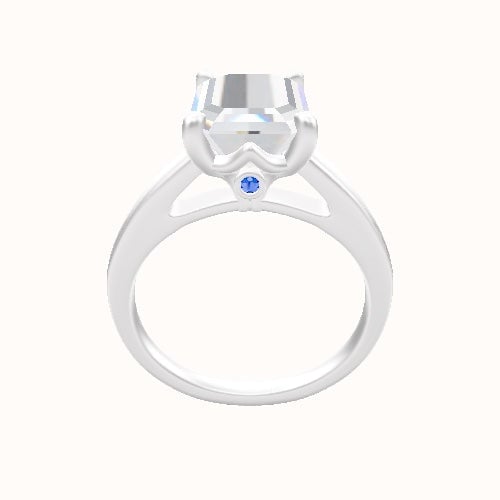 Cathedral Engagement Ring With Crown Four Prong w. Surprise Diamond Head