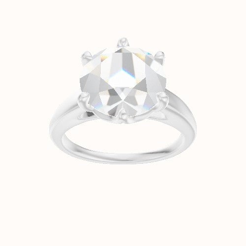 Cathedral Engagement Ring With Crown Six Prong w. accent Diamond Head