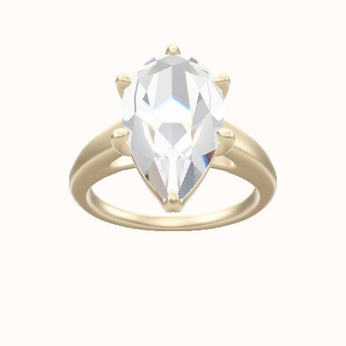 Cathedral Engagement Ring With Crown Six Prong w. accent Diamond Head