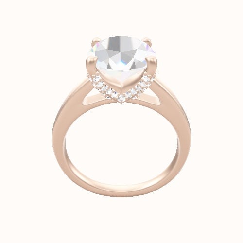 Cathedral Engagement Ring With Double Pave V Prong Head