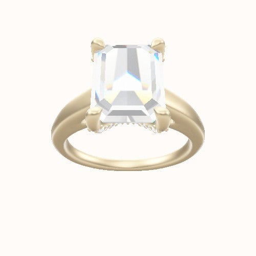 Cathedral Engagement Ring With Double Pave V Prong Head