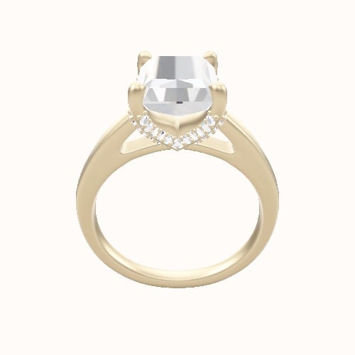 Cathedral Engagement Ring With Double Pave V Prong Head