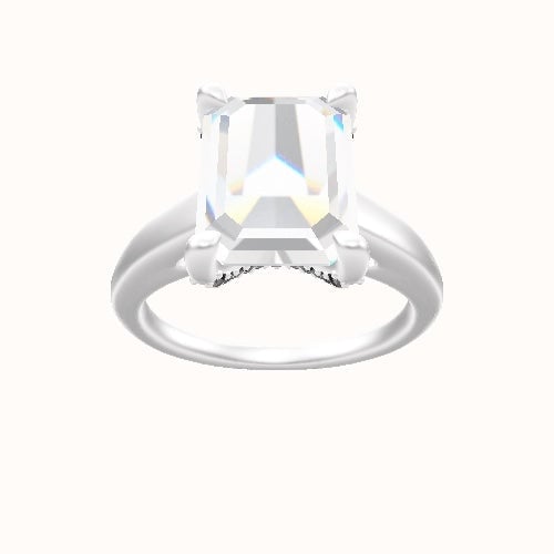 Cathedral Engagement Ring With Double Pave V Prong Head