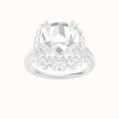 Cathedral Engagement Ring With Double Prong Waterfall Halo Head