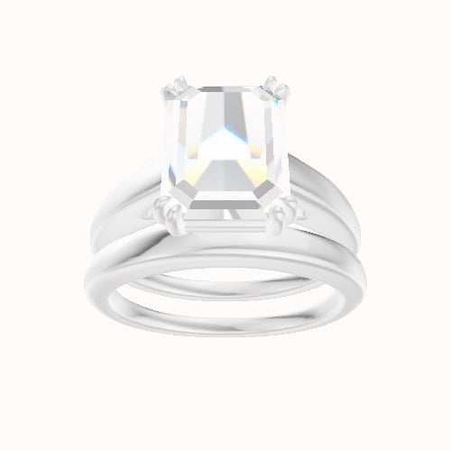 Cathedral Engagement Ring With Double Prongs Head and Matching Band