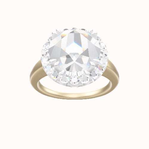Cathedral Engagement Ring With Halo with Double Prong Head