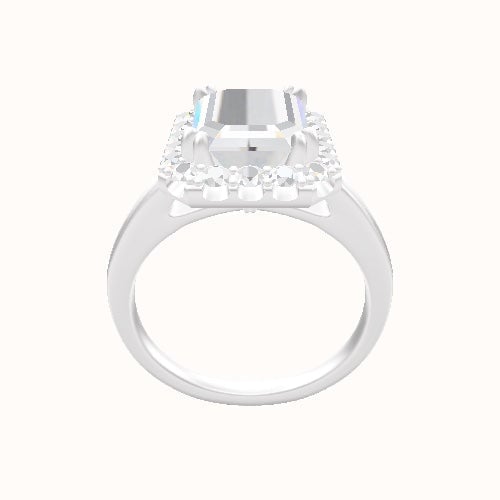 Cathedral Engagement Ring With Halo with Double Prong Head