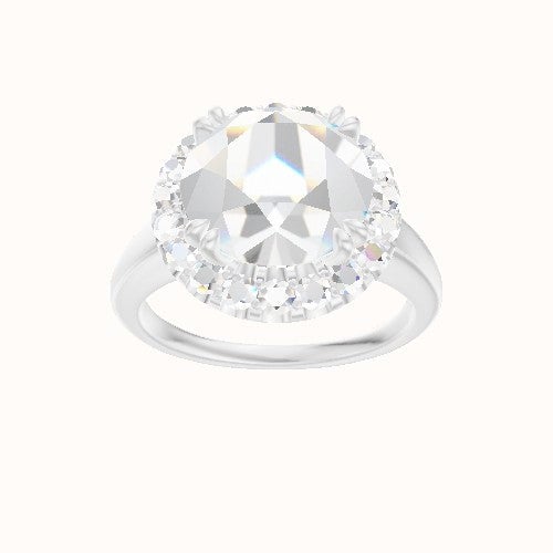 Cathedral Engagement Ring With Halo with Double Prong Head