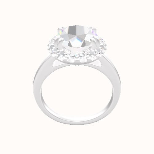 Cathedral Engagement Ring With Halo with Double Prong Head