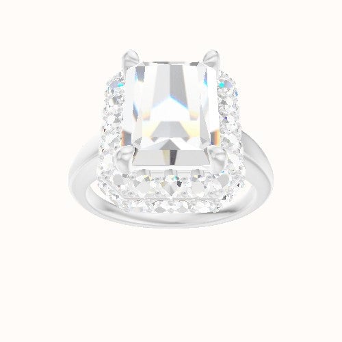 Cathedral Engagement Ring With Low Set Waterfall Halo Head
