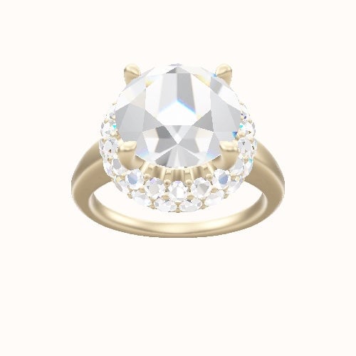 Cathedral Engagement Ring With Low Set Waterfall Halo Head