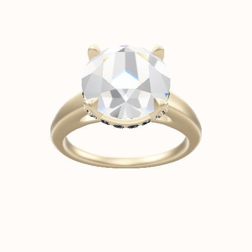 Cathedral Engagement Ring With Pave Basket Head
