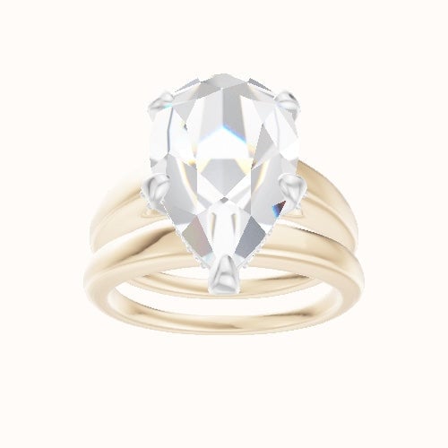 Cathedral Engagement Ring With Pave Basket Head and Matching Band