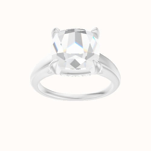 Cathedral Engagement Ring With Pave Basket Head and Matching Band