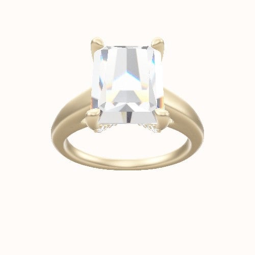 Cathedral Engagement Ring With Pave V Prong Head