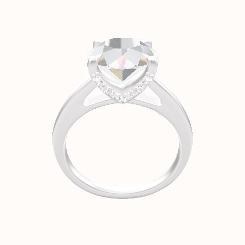 Cathedral Engagement Ring With Pave V Prong Head