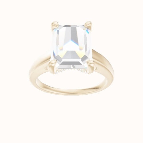 Cathedral Engagement Ring With Pave V Prong Head