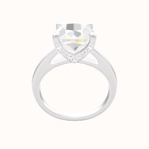 Cathedral Engagement Ring With Pave V Prong Head