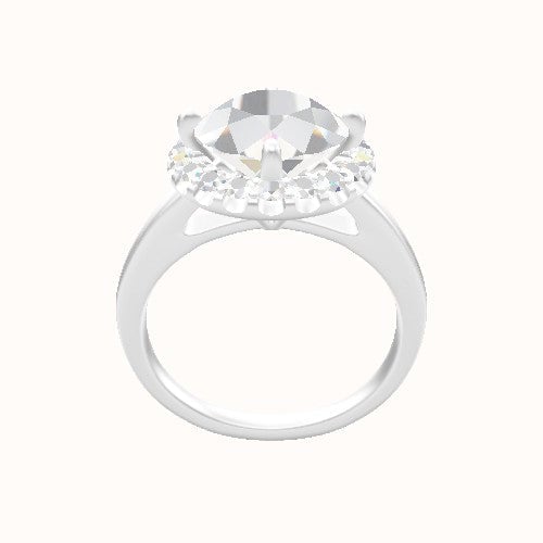 Cathedral Engagement Ring With Petal Prong Halo Head