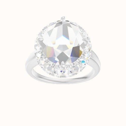 Cathedral Engagement Ring With Petal Prong Halo Head