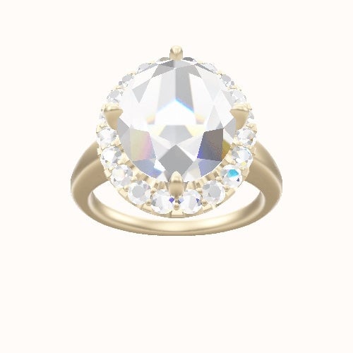 Cathedral Engagement Ring With Petal Prong Halo Head