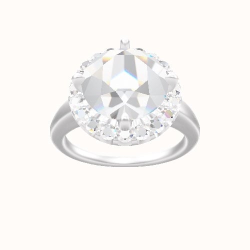 Cathedral Engagement Ring With Petal Prong Halo Head