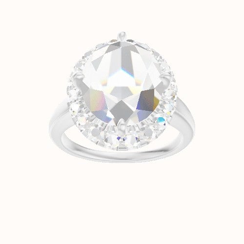 Cathedral Engagement Ring With Petal Prong Halo Head