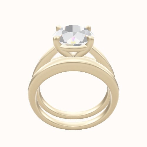 Cathedral Engagement Ring With Standard Four Prong Head and Matching Band